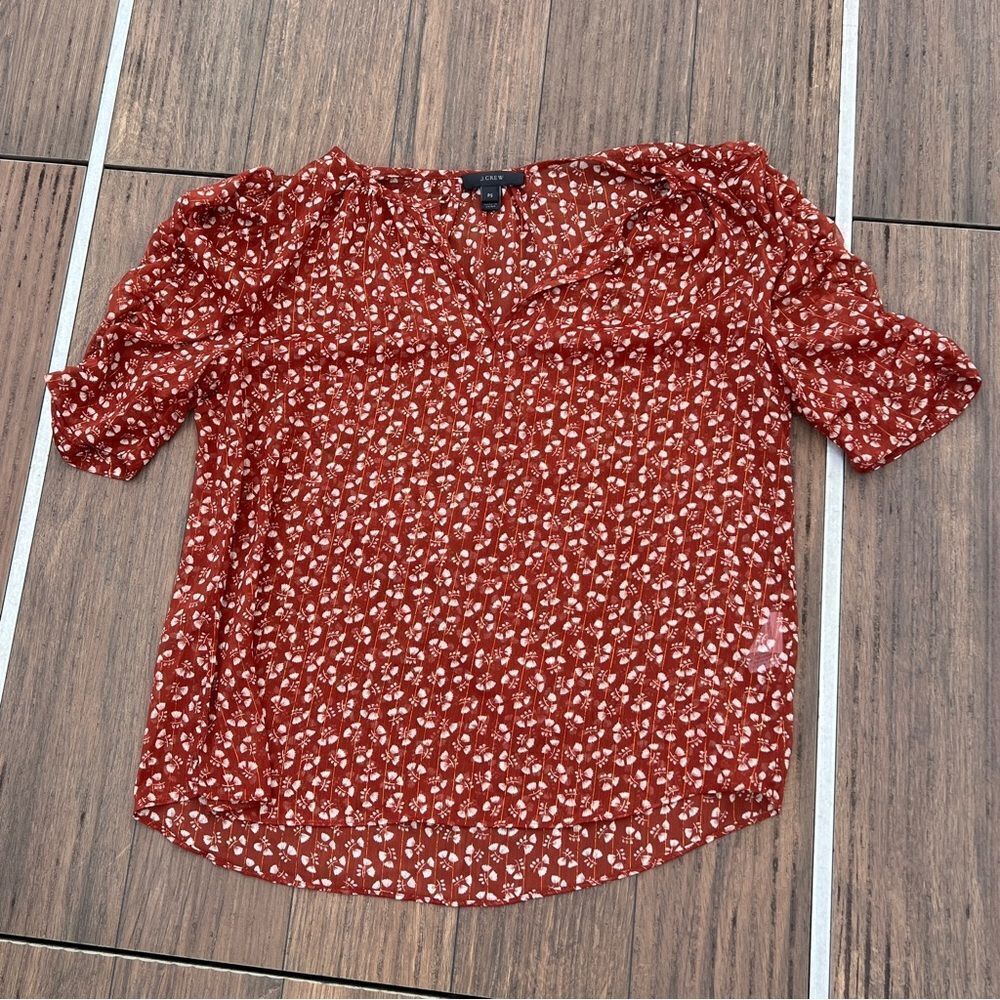 J. Crew Floral Blouse | Size: Small PETITE | Color: Red
